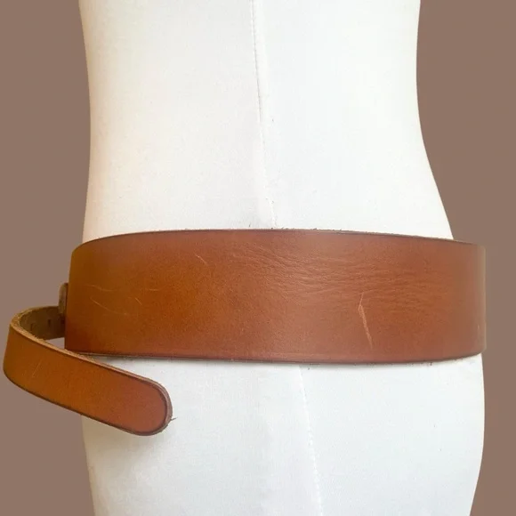 Wide Leather Belt in Cognac Brown Structural 90s Size L - Picture 6 of 17